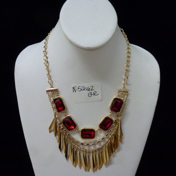 Bijou drive red gold rhinestone necklace - Picture 2 of 8